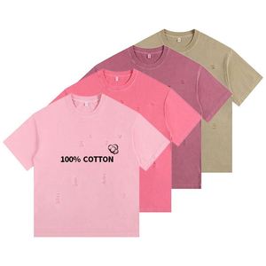 260GSM Vintage Washed Tshirt Oversized <b>Distressed</b> Short Sleeve Cotton Streetwear Retro Casual Ripped Design Mens <b>Top</b> - Product Image 3