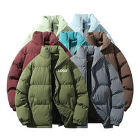Blouson matelassé unisexe OEM à col montant avec logo personnalisé, grande taille, épais et rembourré, style streetwear d'hiver
