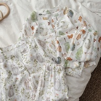 Vêtements de maison pour enfants, ensemble de pyjamas unisexe en coton de bambou, pyjama pour bébé respirant, style coréen, fin, à manches longues