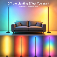 Lámpara de Pie de Esquina LED RGB IC con Control Remoto por Aplicación Inteligente, Sincronización con Música, Luz Ambiental para Sala de Juegos, Directo de Fábrica