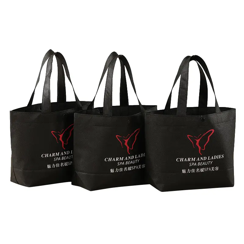 Custom Logo Print Promotional Non-woven Bags Supermarket Recyclable Shopping Bag Nonwoven Tote Grocery Bag