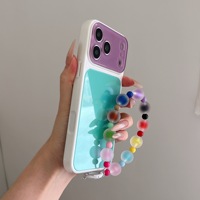Coque de téléphone antichoc et antidérapante en verre brillant, fine et résistante, avec grande fenêtre, en TPU et PC, couleur bonbon, avec bracelet pour iPhone 17 17 Pro Max