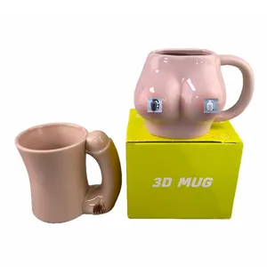 Tasse 3D en céramique tasse de corps humain rose forme de corps Art poitrine bout à bout rouge Ins sexy hanche mâle et femelle ornements tasse à café