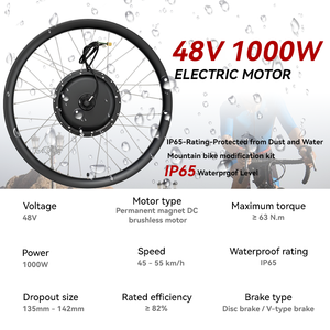 Elektrikli Bisiklet için 48v 1000w Motor, Bisiklet Ebike Doğrudan Göbek Motor Dönüşüm Kiti - Product Image 3