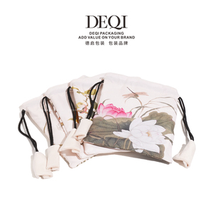 DEQI Customized Patterns Velvet Drawstring Bag Jewelry <b>Pouch</b> Chinese Traditional Design Cloth Bag Jewelry Bags - Product Image 1