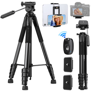K&F <span class=keywords><strong>Concept</strong></span> S255A3+BV01 Treppiede Leggero da 75 Pollici per Fotocamera, Treppiede Compatto con Telecomando e Supporto Telefono 2-in-1, Treppiede da Viaggio per Smartphone - Product Image 1