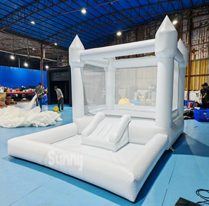 Château gonflable <span class=keywords><strong>pour</strong></span> enfants personnalisé en blanc avec toboggan <span class=keywords><strong>pour</strong></span> les anniversaires, les mariages, la location - Product Image 3