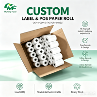 Rouleau de papier thermique 57x40mm 80x80mm sans BPA, 100% pure pâte de bois, pour reçus de caisse, longue conservation des couleurs, transparent