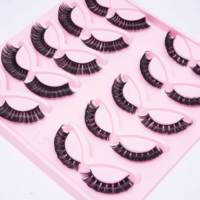 10 paires de faux cils en cheveux synthétiques, 2 styles, 3D, denses, effilés, croisés, évasés, réutilisables, plateau rose, 20 pièces, vente en gros, pour femmes