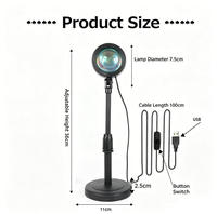 Projecteur Lampe Coucher de Soleil avec Télécommande - Lumière LED Coucher de Soleil à 16 Couleurs Changeantes, Rotation à 180 Degrés, Lumières Arc-en-ciel pour Chambre à Coucher