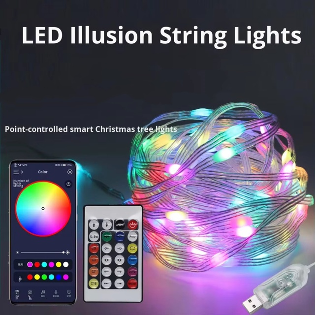 IP65 ABS RGB Smart Decoration LED String Light Outdoor with Remote/APP Control for Christmas