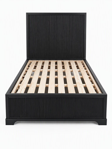 Cama Tapizada con Estructura de Madera y Cabecera de Tela de Lino, Cama Moderna Minimalista con Paneles para Dormitorio, Hogar u Hotel - Product Image 2