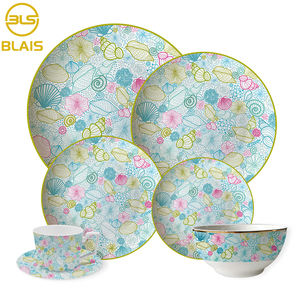 ชุดอาหารเย็นงานแต่งงานดอกไม้สุดหรู<span class=keywords><strong>2022</strong></span>เครื่องถ้วยชามเซรามิกพอร์ซเลนพร้อมขอบทองสำหรับโรงแรมสำหรับงานแต่งงานและอาหารเย็น - Product Image 2