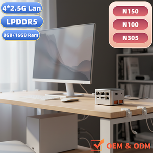 Mini PC de bureau 4 ports LAN Intel 12e génération N150 N100 N300 2*USB3.0 1*HD LPDDR5 8 Go de RAM 128 Go 256 Go SSD Win11 <span class=keywords><strong>Pro</strong></span> PC <span class=keywords><strong>NUC</strong></span> portable - Product Image 1