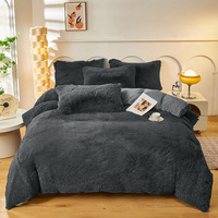 I-0890 Ensemble de literie en peluche moelleuse 4 pièces en gros avec drap-housse, drap plat, couettes et housse de couette pour taie d'oreiller