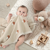 Couverture en forme de champignon pour bébé Pinuotu pour garçons et filles, 100% coton tricoté, couverture d'emmaillotage, couverture de lit pour berceau et poussette (40x31 pouces)