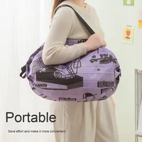 Sac de courses pliable et imperméable en tissu Oxford grande capacité, motif dessin animé, avec poignée d'épaule pour l'épicerie et le rangement en supermarché