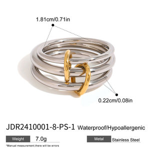 แหวนกันน้ำไม่หมอง 14k 18k ชุบทอง PVD แฟชั่น แหวนสแตนเลส 316L ประดับเพชรซิคอน สำหรับผู้หญิง - Product Image 5