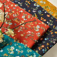 Tissu en lin et coton imprimé numérique en gros, style vintage, imprimé floral, pour la confection de robes, bricolage, nappe, patchwork, artisanat