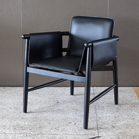 Fauteuil de salle à manger en cuir PU noir |   Chaise de restaurant commerciale en bois massif pour café et mobilier d'hôtel