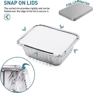 Différentes tailles de contenants alimentaires jetables à emporter en <span class=keywords><strong>aluminium</strong></span> avec couvercle Boîte d'emballage <span class=keywords><strong>alimentaire</strong></span> personnalisée Boîtes à lunch de restauration avec couvercle - Product Image 6