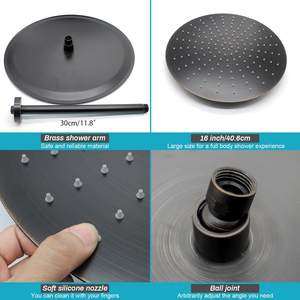 Système <span class=keywords><strong>de</strong></span> <span class=keywords><strong>douche</strong></span> mural en laiton bronze huilé, mitigeur moderne à poignée unique, triple jet (pluie/massage/jet), robinets doseurs, <span class=keywords><strong>barre</strong></span> coulissante - Product Image 4