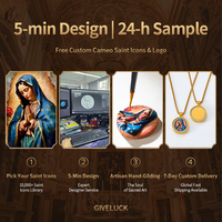 Collana con Pendente 3D in Rilievo Serie Vergine Maria, Gioielli Religiosi Cattolici con Cammeo, per Commercio all'Ingrosso, Accetta Immagini Personalizzate
