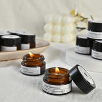 Vente en gros de bougies de voyage de haute qualité en verre ambré de taille mini bougies parfumées en cire de soja de type simple