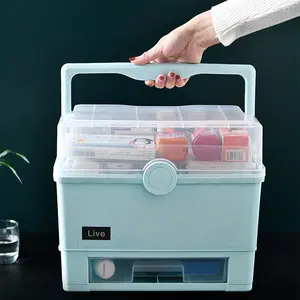 Klapp Medizin Box Lagerung Kunststoff Große Medizin Brust Tragbare Startseite First Aid Box
