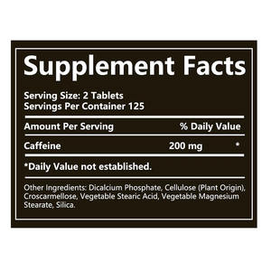 Diskon besar tablet kafein 200mg suplemen energi untuk Pre Post gerakan olahraga pil kafein produk nutrisi olahraga - Product Image 2