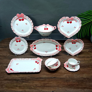 Juego <span class=keywords><strong>de</strong></span> Vajilla <span class=keywords><strong>de</strong></span> Porcelana Moderna con Relieve 3D Personalizado, Juego <span class=keywords><strong>de</strong></span> Vajilla <span class=keywords><strong>de</strong></span> Cerámica Rosa, Bonito y Original para Regalo - Product Image 1