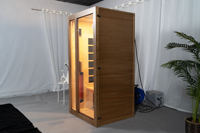 Pemanas karbon Cedar merah/Hemlock kayu Solid dalam ruangan Sauna kering ruangan UKURAN 1 orang