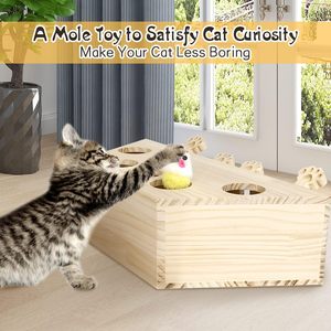Gioco Interattivo di Lusso in Legno per Gatti: Scatola Puzzle Whack a Mole, Gioco di Caccia per Gattini da Interno, Esercizio Mentale e Allenamento IQ - Product Image 3
