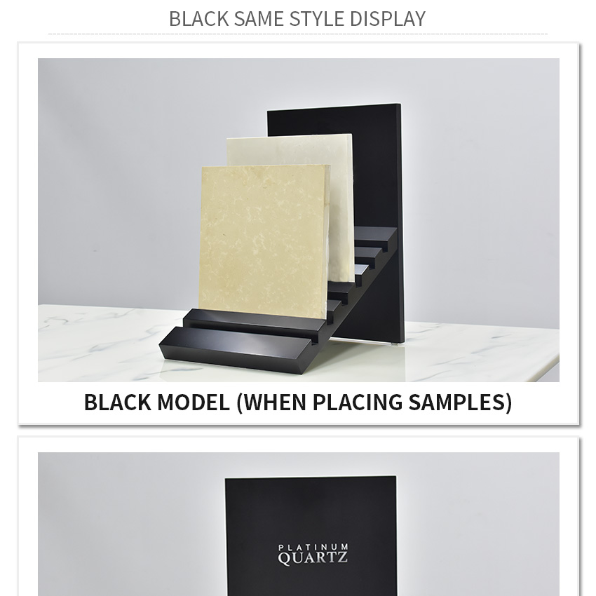 Tsianfan Factory Custom Countertop Stone Sample Display Racks Ceramic Granite Desk Stand Tiles Quartz Table Top Wooden Display