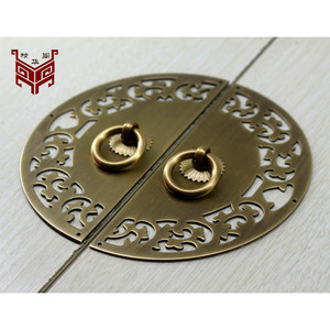 Hollow Round Brass Cabinet Handle Chinese Style 1.5mm Thick For Wardrobe <b>Door</b> - Product Image 5