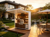 Cuisine extérieure en acier inoxydable, assemblage rapide, haute résistance, écologique, pour la vie au bord de la piscine