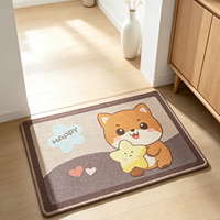 Paillasson mignon Shiba Inu antidérapant, absorbant, résistant à l'huile, séchage rapide, en polyester, motif cœur et étoile, pour chambre d'enfant, salle de bain, entrée de maison