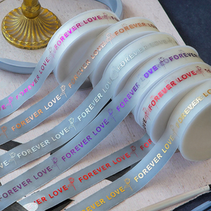 Cinta de Regalo de Poliéster Esmerilado Semitransparente con Diseño Floral para Decoración de Ramos de Boda China, Amor Eterno - Product Image 3