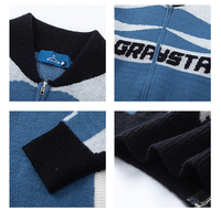 Maßgefertigte Herren Vintage Rennjacke Reißverschluss Strickjacke Motorrad Grafik Trackcoat Lässiger Winter Atmungsaktiver Cardigan
