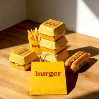 Boîtes à emporter jetables biodégradables écologiques pour burgers et frites, avec poignée, option de logo personnalisé en relief