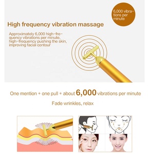 Thanh Làm Đẹp Năng Lượng Xung Tròn Tối Tần Số Cao Máy Mát Xa Mặt Xung Vàng 24K - Product Image 3