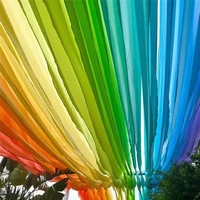Voilages arc-en-ciel en mousseline ondulée, rideaux décoratifs de plafond en mousseline flottante au vent