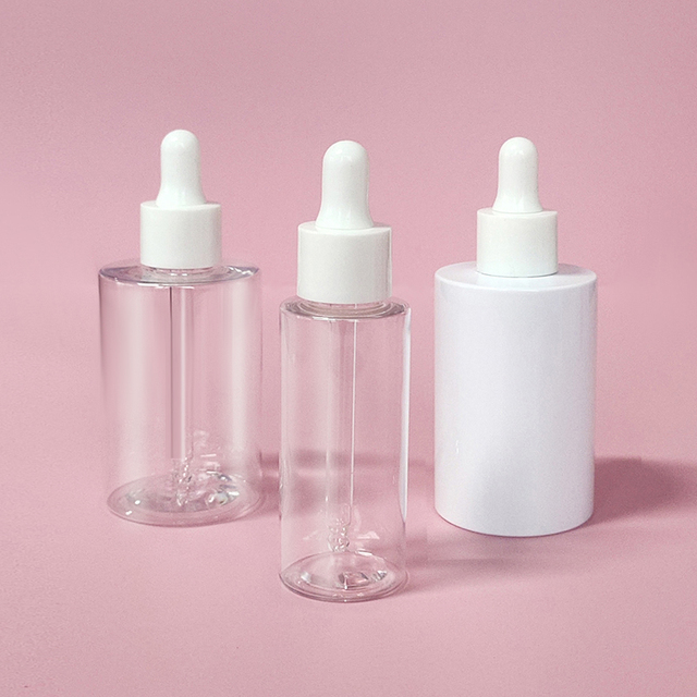 2oz Customize Refillable Cosmetic Packaging 30ml Round Serum White Glass Dropper Bottle for Face Serum
