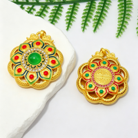 Pendentif Lotus Cloisonné en Alliage de Zinc Plaqué Or 18K, Incrusté de Résine, Bijoux Ethniques Unisexe, Fournitures de Bijouterie DIY en Gros