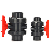 DIN Standard Noir Gris Manuel DN20 Vanne à boisseau sphérique en PVC Double True Union Qualité industrielle Vanne à boisseau sphérique 3/4 pouces UPVC
