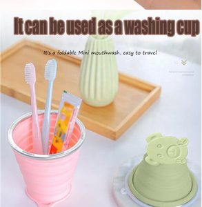 Dapat dilipat portabel dapat digunakan kembali tahan bocor olahraga cangkir air silikon + baja tahan karat 180ML perjalanan cangkir kopi - Product Image 2