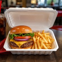 Kotak Makan Bento 3 Sekat Busa Putih Sekali Pakai Murah, Wadah Makanan Berinsulasi Polistirena Food Grade, Dapat Ditumpuk