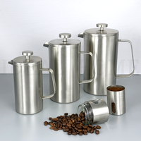 Cafetière à double paroi isolée 1L 800ML 600ML en acier inoxydable 304, presse à café française