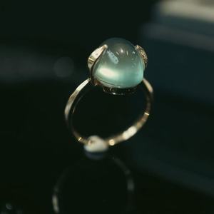 Nhẫn đá nho Vitis Vinifera tròn đánh bóng, khảm đá 18k, trang sức thời trang cao cấp dành cho nữ - Product Image 1