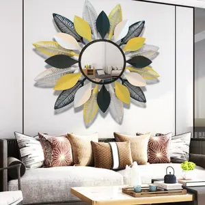 Bucks Home Hot Sale Luxus Metall Kunst Wandbehang Spiegel für Wohnzimmer dekorative Spiegel Home Crafts
